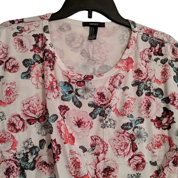 F21 Pink Floral Tee, S - Picture 2 of 6
